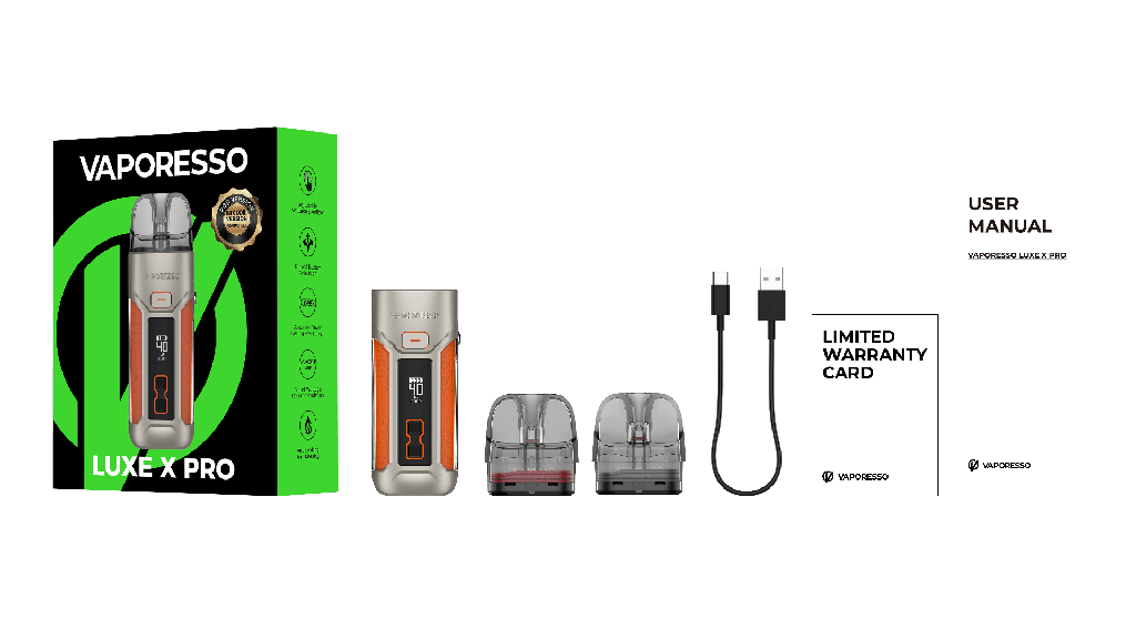 Vaporesso Luxe X Pro 1500mAh Pod Mod System Starter Kit With 2 x Refillable 5ML Mesh Pod (MSRP $50.00)