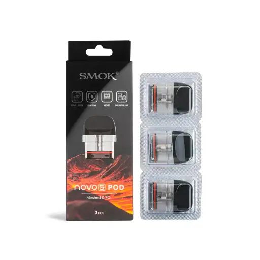 [SKU-100082] SMOK Novo 5 2ML Refillable Replacement Pods - Pack of 3 (MSRP $15.00) - Meshed 0.7 ohm MTL