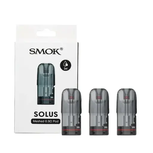 [SKU-100105] SMOK SOLUS 3ML Refillable Replacement Pod - Pack of 3 (MSRP $20.00) - Meshed 0.9ohm Pod