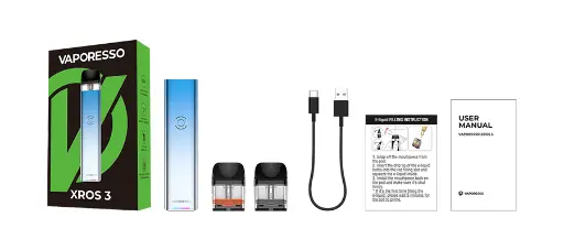 Vaporesso XROS 3 1000mAh Pod System Starter Kit With Refillable 2ML Pod (MSRP $35.00)