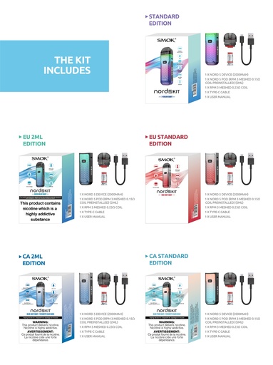 SMOK Nord 5 2000mAh Pod System Starter Kit With Refillable 5ML Pod (MSRP $40.00)