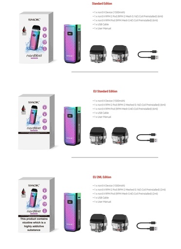SMOK Nord X 1500mAh Pod System Starter Kit With 2 Refillable RPM Pods (MSRP $55.00)
