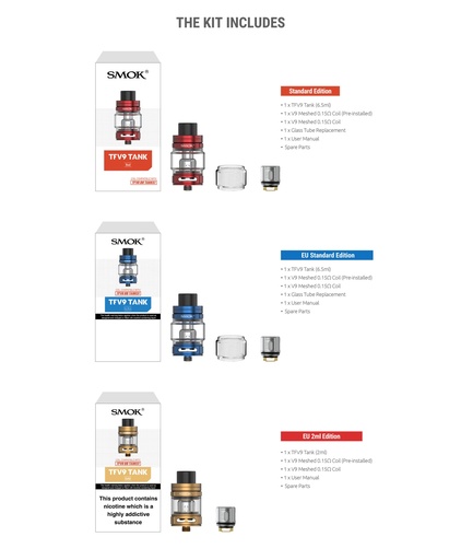 SMOK TFV9 Sub Ohm Tank - 6.5ML (MSRP $30.00)