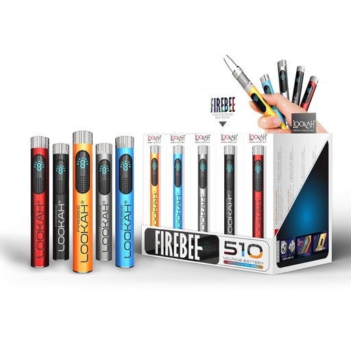 Lookah Firebee 650mAh 510 VV Vape Pen Battery With Two Style Coils - Display of 6 (MSRP $48.99 Each) 