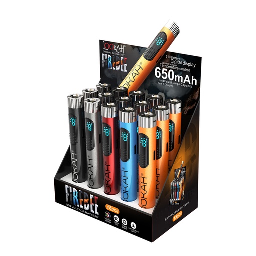 [SKU-100294] Lookah FIREBEE 650mAh Variable Voltage 510 Thread Slimline Pen Battery - Display of 15 (MSRP $20.00 Each)