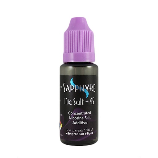 [SKU-106390] Sapphyre Salt Nic 45 Concentrated 1.6ML Nic Salt Solution Pre-Measured For 45MG In 15ML Mixing Bottle 