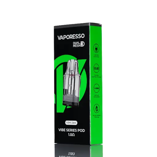 [SKU-107900] Vaporesso Vibe Series 4.5ML Refillable Replacement Cartridge Pod - Pack of 2 (MSRP $10.00) - 1.0 ohm Dual Mesh